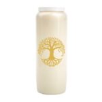 Neuvaine blanche avec arbre de vie dorée.