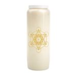 Neuvaine blanche avec cube de Métatron doré.
