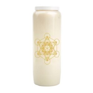 Neuvaine blanche avec cube de Métatron doré.