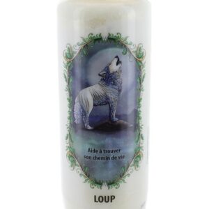 Bougie neuvaine animal totem loup.
