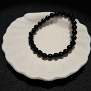 Bracelet perles Obsidienne noire - 6mm