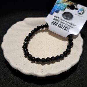 Bracelet perles Obsidienne 'œil céleste' - 6mm
