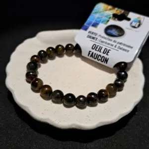 Bracelet perles Œil de faucon (ME) - 8mm