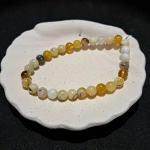 Bracelet perles Opale jaune - 6mm