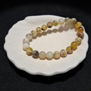 Bracelet perles Opale jaune - 8mm