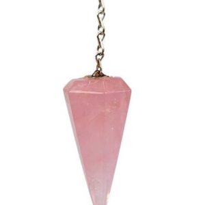 Pendule facetté en quartz rose (4cm).