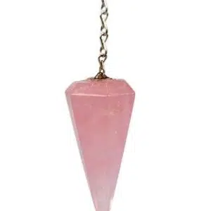 Pendule facetté en quartz rose (4cm).