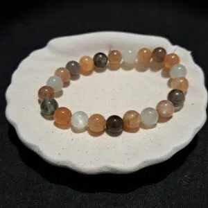 Bracelet perles Pierre de lune véritable 'multicolore' - 8mm