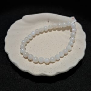 Bracelet perles Pierre de lune blanche 'arc en ciel' (qualité AA) - 6mm