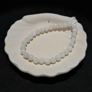 Bracelet perles Pierre de lune blanche 'arc en ciel' (qualité AA) - 6mm