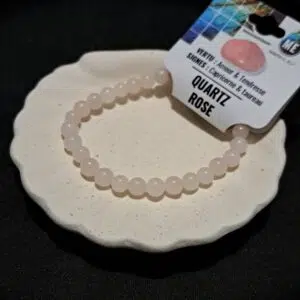 Bracelet perles Quartz rose - 6mm