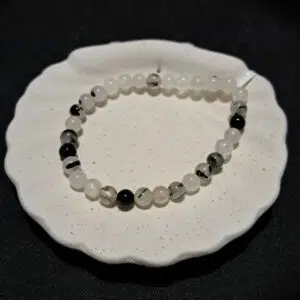 Bracelet perles Quartz à inclusion de Tourmaline - 6mm