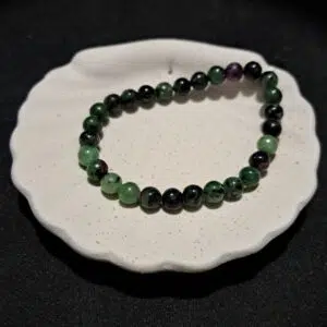 Bracelet perles Rubis sur Zoïsite - 6mm