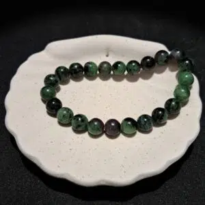 Bracelet perles Rubis sur Zoïsite - 8mm