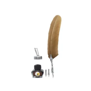 Kit calligraphie plume marron.