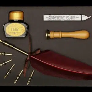 Kit de calligraphie avec plumes encre et cire.