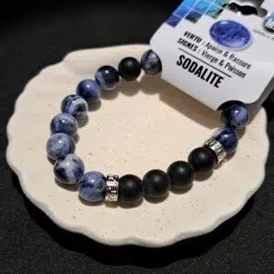 Bracelet perles Sodalite & Onyx (dépoli) - 10mm