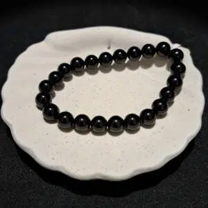 Bracelet perles Spinelle noire - 8mm
