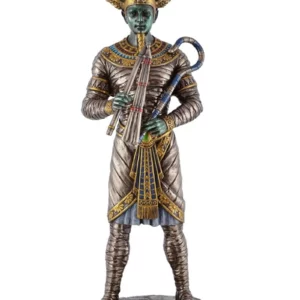 Statue en bronze peint du dieu égyptien Osiris.