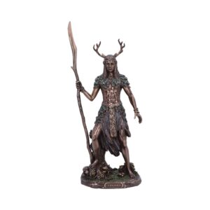 Statue du dieu cornu Cernunnos en résine et bronze.