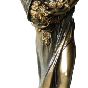 Statue résine et bronze de la déesse romaine de la chance : Fortuna/Tyché, - 29cm.