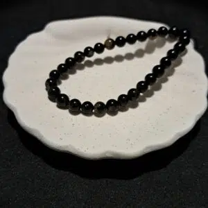 Bracelet perles Tourmaline noire à inclusion de Quartz - 6mm
