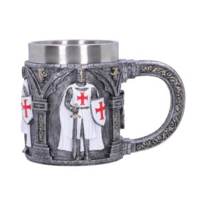 Choppe : Templier en armure blanche & croix rouge - 16cm